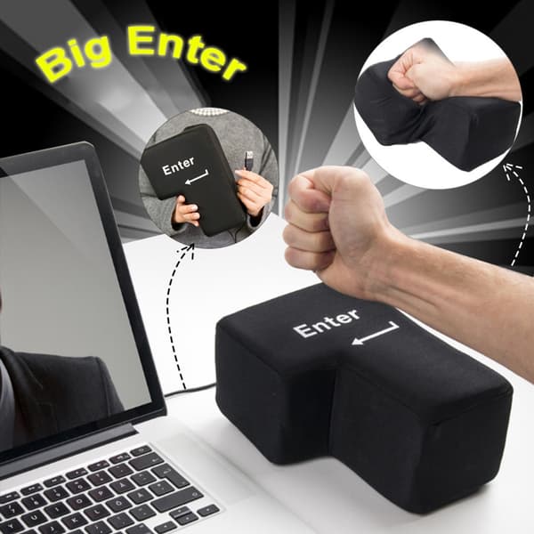 Stor Enter-tast Puteknapp USB Stor Enter Stressreduserende Pute Gaveleke