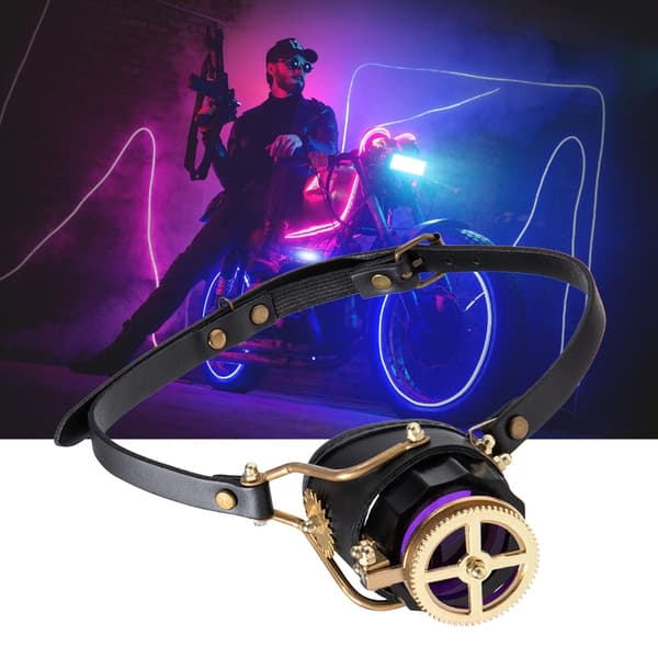 Justerbara Retro Steampunk Motorcykelglasögon för Rollspel och Temafester