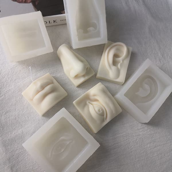3D Stearinlysform Øre Munn Øye Nese Form Dekorative Hjemmekontorpynt Håndverk B ear