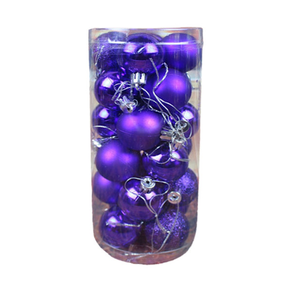 Julkulsprydnad 24 st/låda Grannlåt Julgranshängprydnader för semesterbröllop Heminredning Purple 4cm