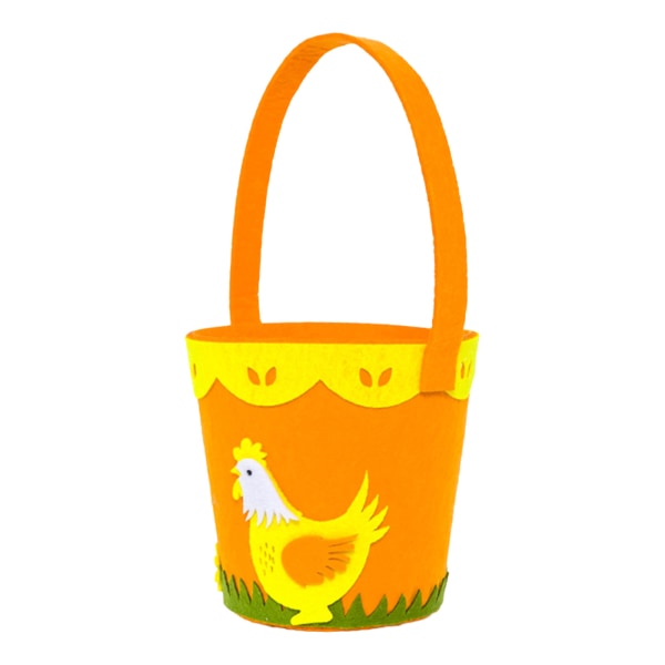 Påskkorgar med handtag Non-Woven Hunt Egg Tote Bag Färgglada målade mönster Orange