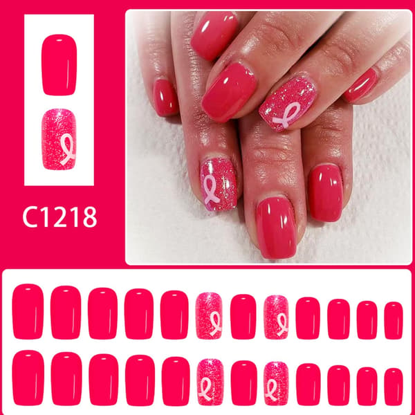 24 Stykker Fransk Manicure Negle Press On Tips Efterår Vinter Dekorationer