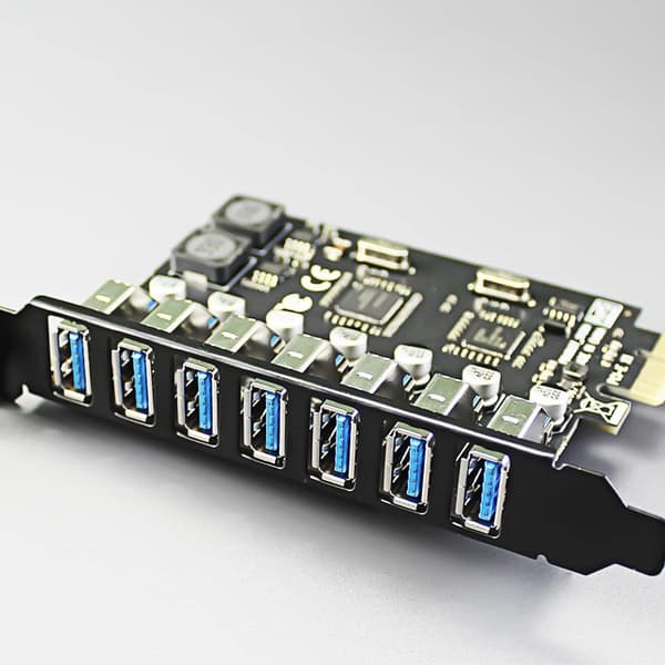 USB3.0 PCIE Expansionskort 7 Port USB3.0 Adapter Extern Kontroller PCIE