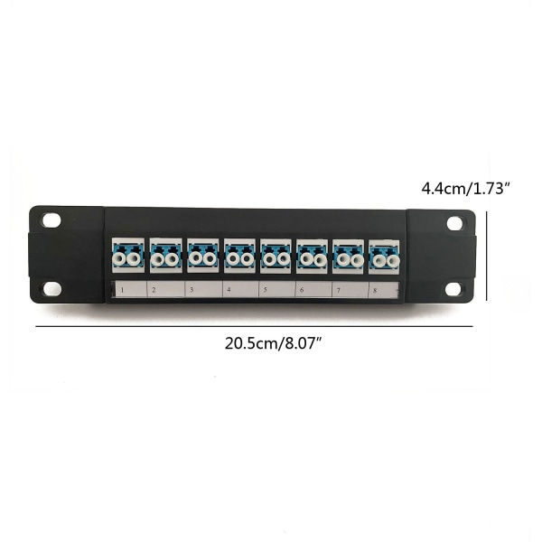 8-portars rak genom LC optisk fiberpatchpanel RJ45 nätverkskabeladapter Jack Ethernet distributionsram UTP 19"