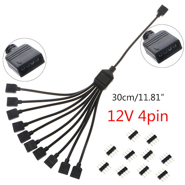 12V 4-stifts datormoderkortsförlängningskabel RGB-gränssnittskontakt Hub RGB splitterkabel för datorchassi A