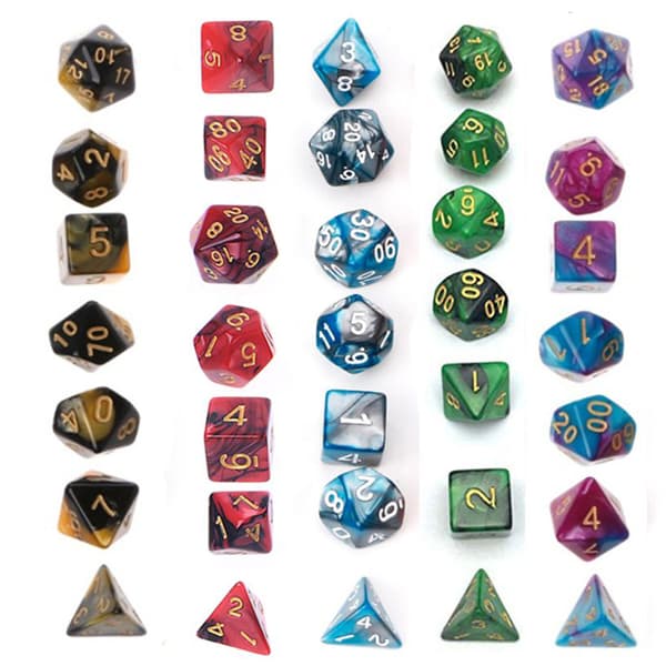 49 stk. Assorterte polyedriske terninger i resin med pose for DND RPG-spill D4 D6 D8