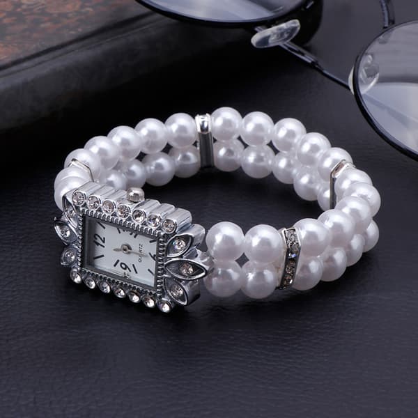 Damklocka Simulerad Pärla för Strass Lyx Mode Elegant Armband White Style 2