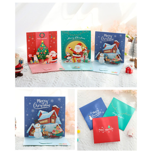 Christmas 3D Pop-Up Card Gratulationskort för Festival Holiday Party Handgjorda kort för Holiday Party Present småföretag Red