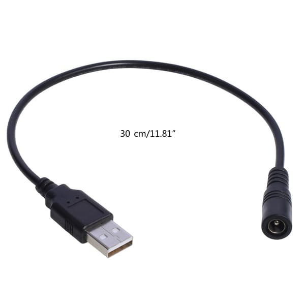 DC-strømforsyningsstik Opladningslinje Forlængeradapterkabel USB til DC5.5x2.1mm