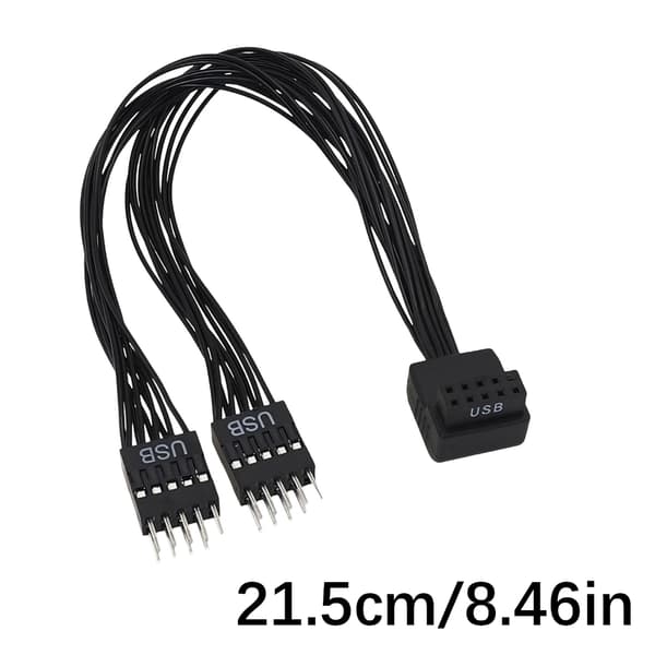 ClutterFree Desktop Solution Bent USB Header Extension 9Pin til Dobbel Port