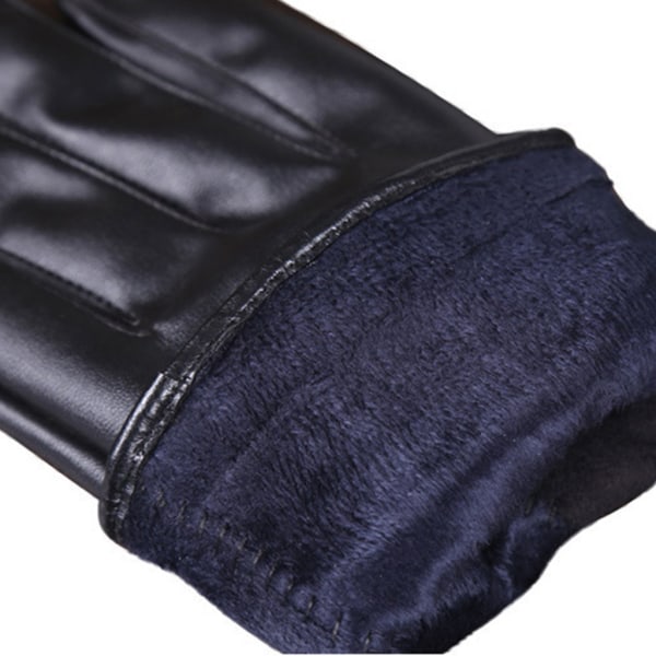 Vinterläderhandskar Läder helfingerhandskar Fleecefoderhandske Pekskärmsvattentät handske för körning