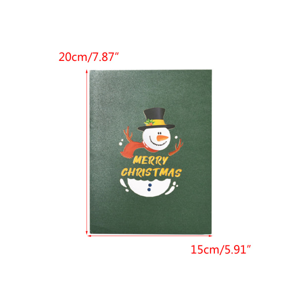 Festlig snögubbe för pop up-kort 6"x8" med kuvert 3D gratulationskort God julkort Julkort Vinterkort