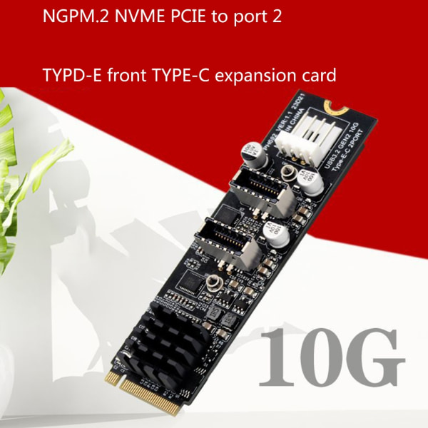 Höghastighets Dual USB 3.0-expansionskort för M.2 NVME PCIe med Type-E och Type-C-portar expansionskort för PC Desktop