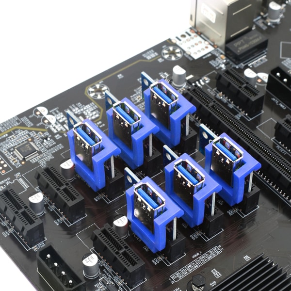 PCI-E Riser Card Retainer Vertikalt monteringsskåp 1X 16X PCIE-kabelförlängningsspänne för gruvdrift ETH BTC Riser-grafikkort Blue 1 set of 5