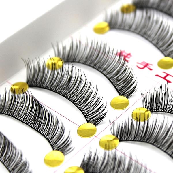 10 par lösögonfransar Handgjorda långa tjocka för Cross Soft Natural Fake Eye Las