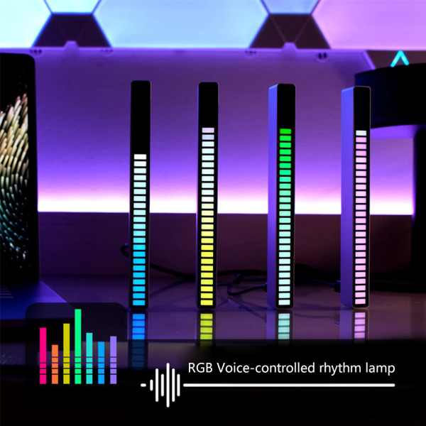RGB-musikdisplayljus Färgglad lampa skapar bra atmosfär, atmosfärljus för liten prydnad på bilens dekoration Silver with app USB