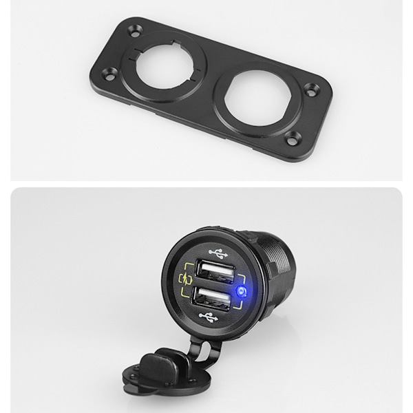 Dobbelt USB-oplader Strømadapter Udtag til Bil Båd RV 12-24V USB QC3.0 Oplader