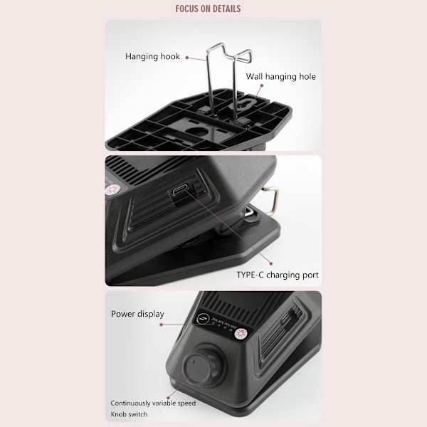 Lille Køleventilator med 3 Vindhastigheder Clip On/Bordmodel Genopladelig Mini Ventilator