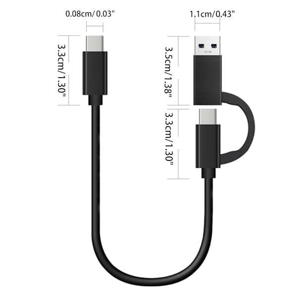USB till USB C-kabel 2 i 1 USB3.0 USB A/C till C Snabbladdningskabel USB Typ C till Typ C Laddningssladd 10 Gbps Data Sync
