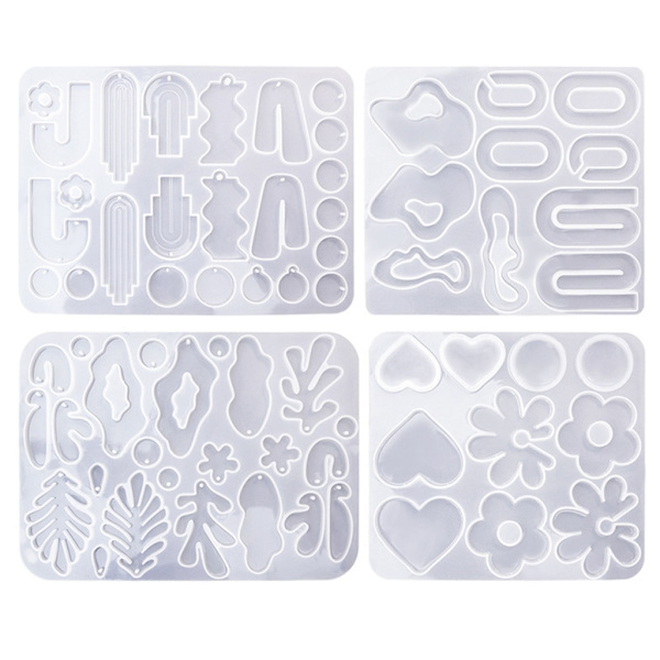 4 stk. Øreringe Kombination Ornamentforme Epoxy Smykkeform Resin Støbe Vedhængsform Egnet til DIY