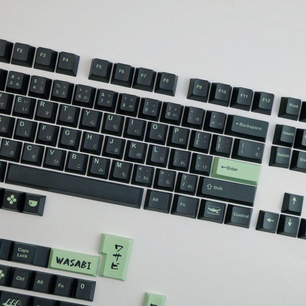 Gröna Wasabi Senap Keycaps PBT Sublimation Mekaniskt Tangentbord Original Full Set Personlig Sushi 142 Keys Keycap