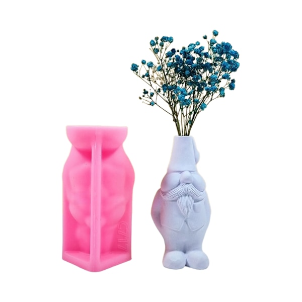 Gnome Doll Vase Resin Gjutformar Succulent Växt Blomkruka Silikonform Betong