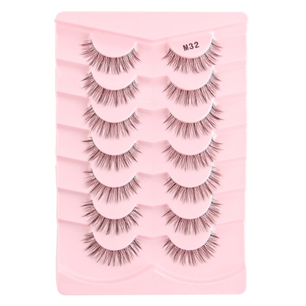 Syntetiska fibrer lösögonfransar Naturliga Wispy Clear Lash-Band Fake Eyelashes Fluffy-3D Curly Strip Volym Cat-Eye Fransar D