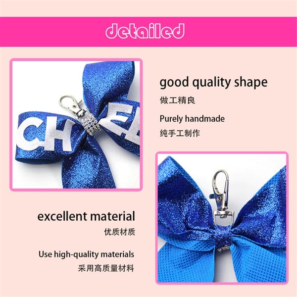 Nyckelringset för cheerleading med glittrande rosettdesign, accessoar för laganda silver