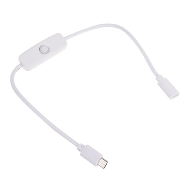 Micro USB kabel, Micro USB Hona till Hane-förlängningskabel med 501-knappsbrytare för Raspberry Pi White
