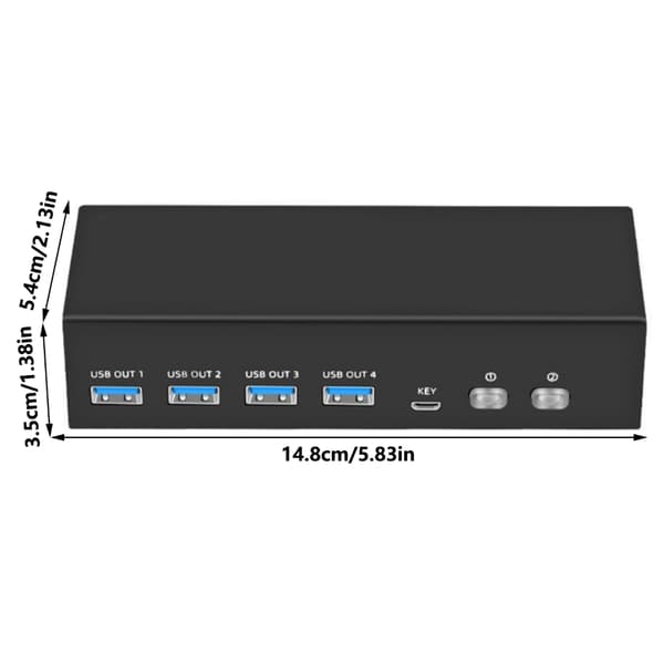 8K KVM-bryter Datamaskiner Skjermer KVM-bryter 2 inn 2 ut Datamaskin-deling