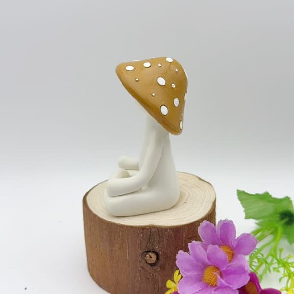 Havepynt Statue Meditation Svampefigurer Indflytningsgave til Terrasse