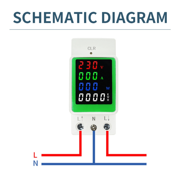 Elmätare ACDin Rail Consumtion Wattmeter Monitor WattKWh Power VoltAmp Meter LED Display Digital Multimete