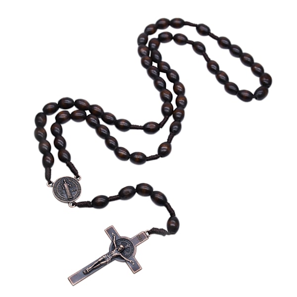 Träpärlor för korshängande halsband för kvinnor Träpärlor Sladd Rosenkranshalsband Heliga Jerusalem katolsk gåva Handgjord