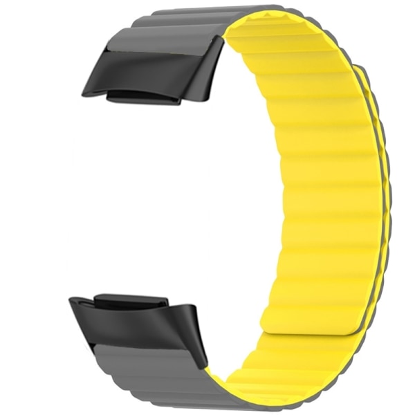 Andningsbar magnetrem kompatibel för laddning 6/5 Smartwatch Vattentät fashionabelt bälte Mjukt armband Armbandsögla Grayish yellow