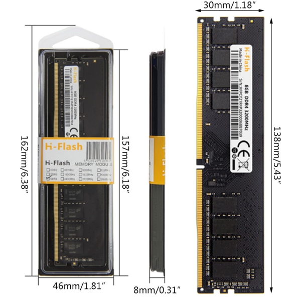 8G DDR4 inbyggda högkvalitativa chips för stabil prestanda Höghastighetsdrift Desktop för amd dedikerade minnesmoduler DDR4 2666MHz 8GB