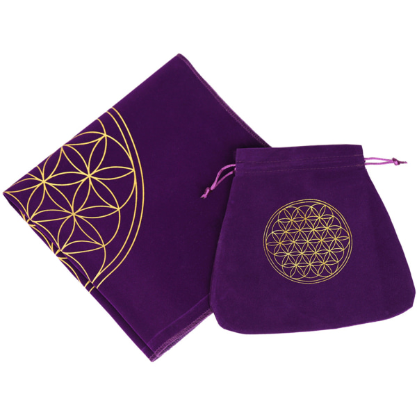 Tarotkort bordsduk Flower of Life Divination Altarduk Praktisk spådomsduk för w/ Tarotpåse för Couns Purple F