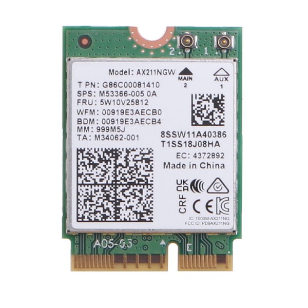 AX211NGW Wi-Fi 6E för M.2 för Key E CNVio 2 Dual Band 2.4Ghz/5Ghz Trådlöst Adapterkort 802.11ac BT-kompatibel 5.2 för W