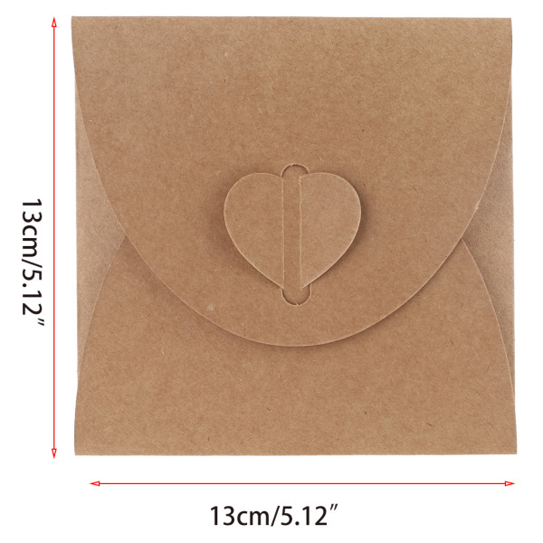 50 st unika hjärtkuvert Kraftpappersskivor ärmar CD-papper för case 13x13cm för bröllopsinbjudningar DIY-konstpost