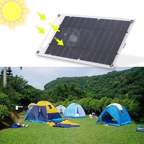 Bärbar 10W Solar Laddare Flexibel Solar Panel Power Laddningspanel USB gränssnitt för mobiltelefon Batteriladdning