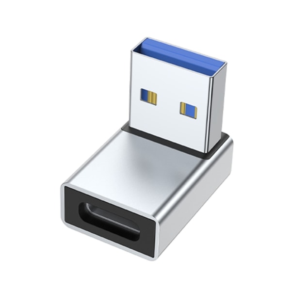 USB3.0 till Type-C-adapter, aluminiumlegering hane till hona kontaktomvandlare för hörlurar, datakabel, USB fläktmus Silver up