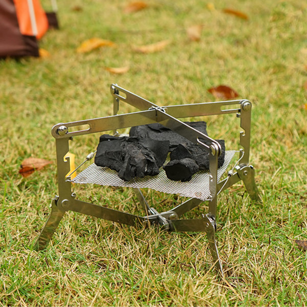 Utomhuscamping Mini Campfire Fire Pit Rack Rostfritt stål hopfällbart mesh Mesh large