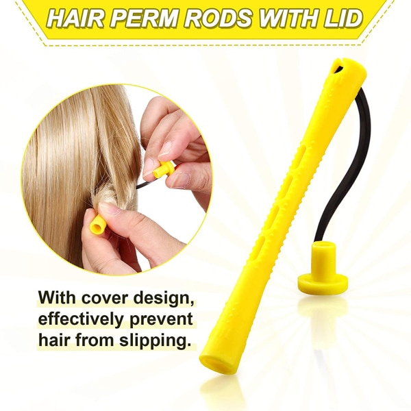 60 st Hårpermanentstavar Cold Wave Rod Curlers Rollers för Salon Home Styling Tools Yellow