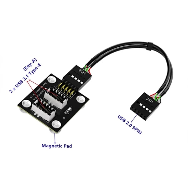 USB 3.1 Frontpanel Header USB 9Pin till Typ-E Intern Moderkortsadapter