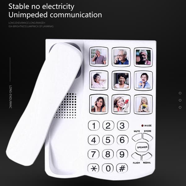Klar Lyd Hvit Fasttelefon med Store Knapper, Håndfri