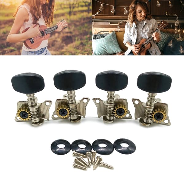 Ukulele korta stålpinnar String Winder Set 2R 2L Tuning Pegs Machine Head Tuners för 4 Strings Ukulele gitarrtillbehör