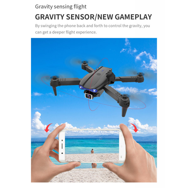 E99 K3 Drone 4K Dubbel/Enkel Kamera 6-axlig 3-vägs Hinder Undvikande RC Quadcopter Black F
