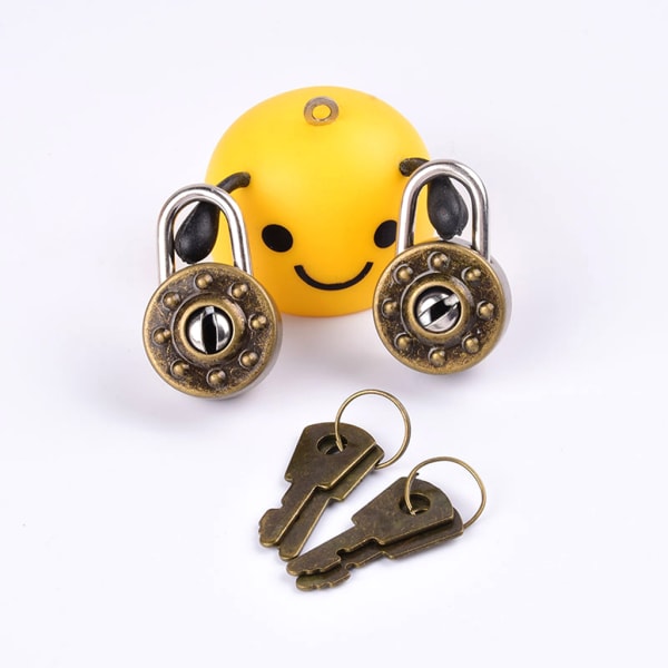 Vintage litet runt lås med för nyckel Minihänglås Metall för önskelås för väska Resväska Bagage Dagbok Smyckeskrin