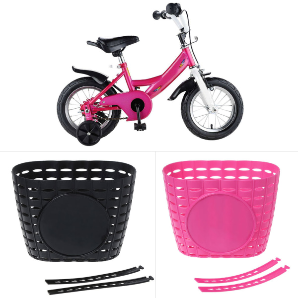 Cykelkorg Hollow Barn Cykel Trehjuling skoter Förvaring Fram Styre Pla Pink