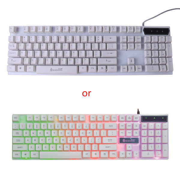 Färgglatt Bakgrundsbelyst Spel Rainbow Glow Flytande Knapp USB Extern Dator Trådbundet Tangentbord för Dator, Laptop, Gaming