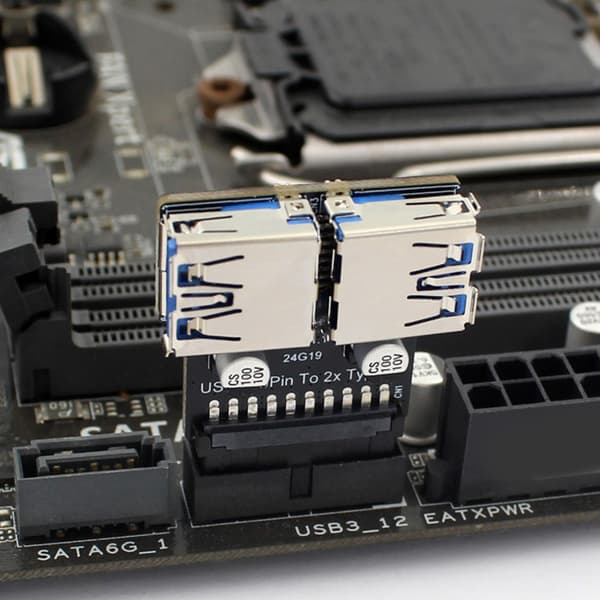 USB3.0 19/20-stift till dubbel USB3.0-adapter för datorförlängare